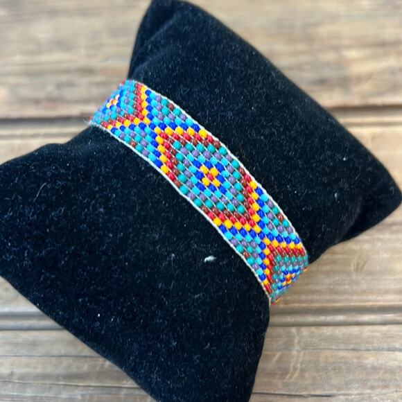 Vintage 1970s hippie beaded bracelet boho southwest - Picture 1 of 4